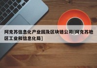 阿克苏信息化产业园及区块链公司[阿克苏地区工业和信息化局]